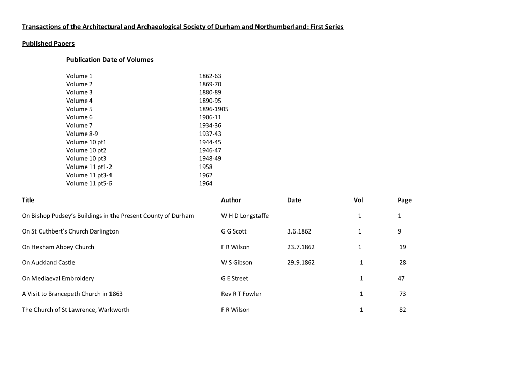 First Series Published Papers Publica