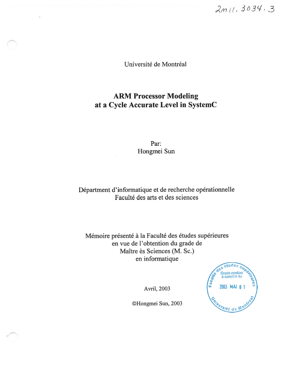 ARM Processor Modeling at a Cycle Accurate Level in Systemc