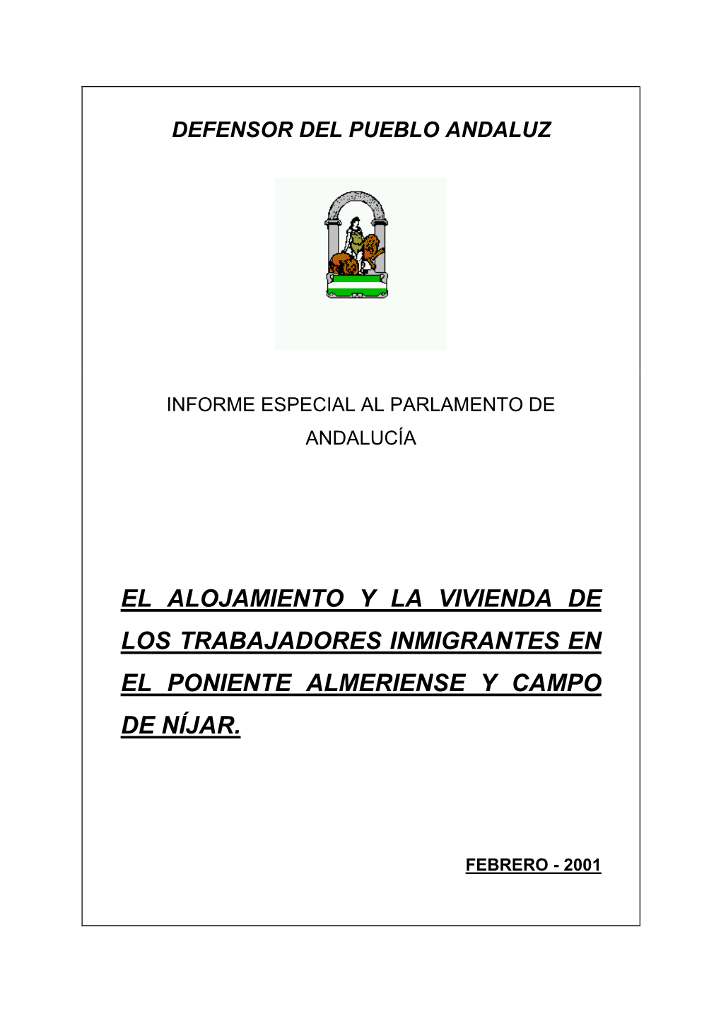 Inmigración Y Vivienda En El Poniente Almeriense