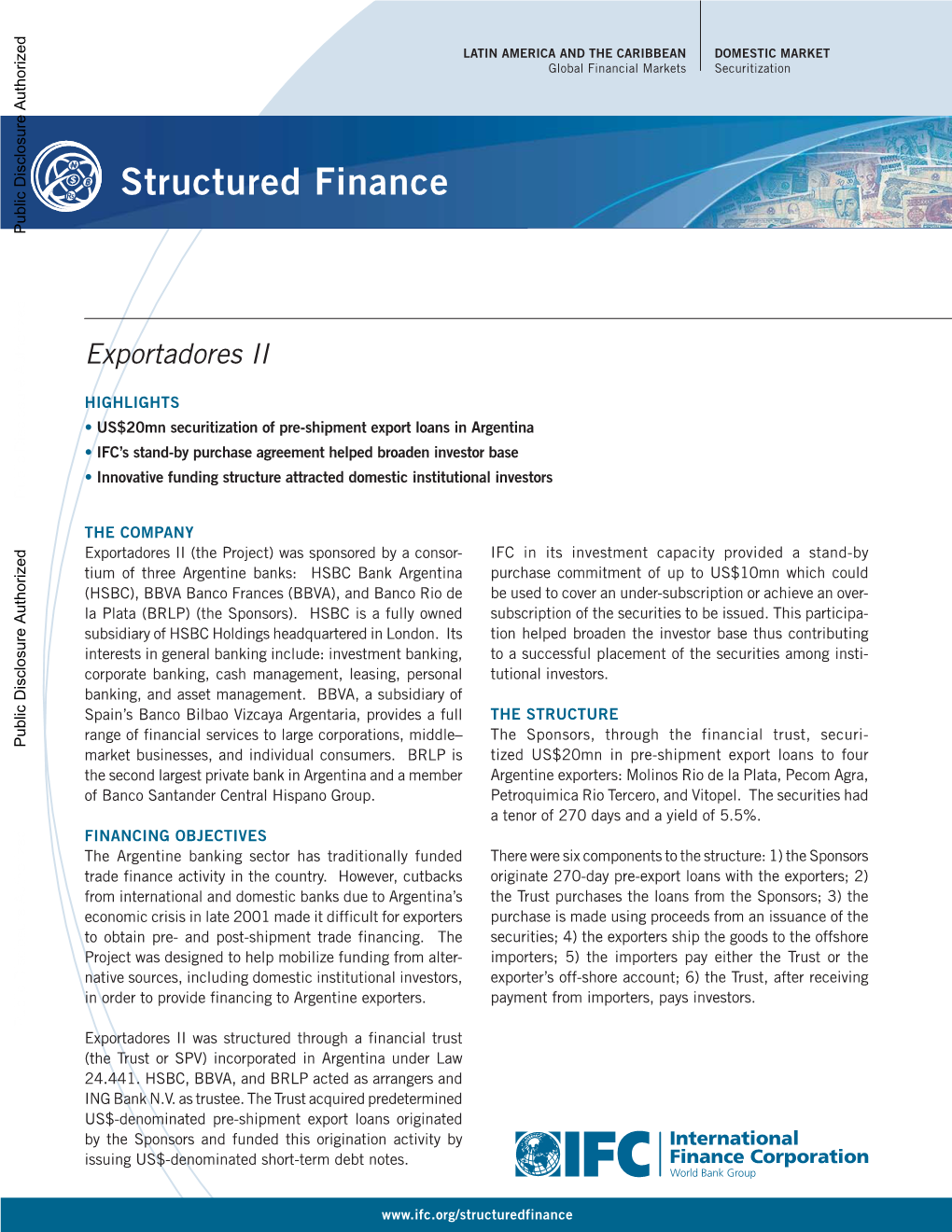 Structured Finance Public Disclosure Authorized