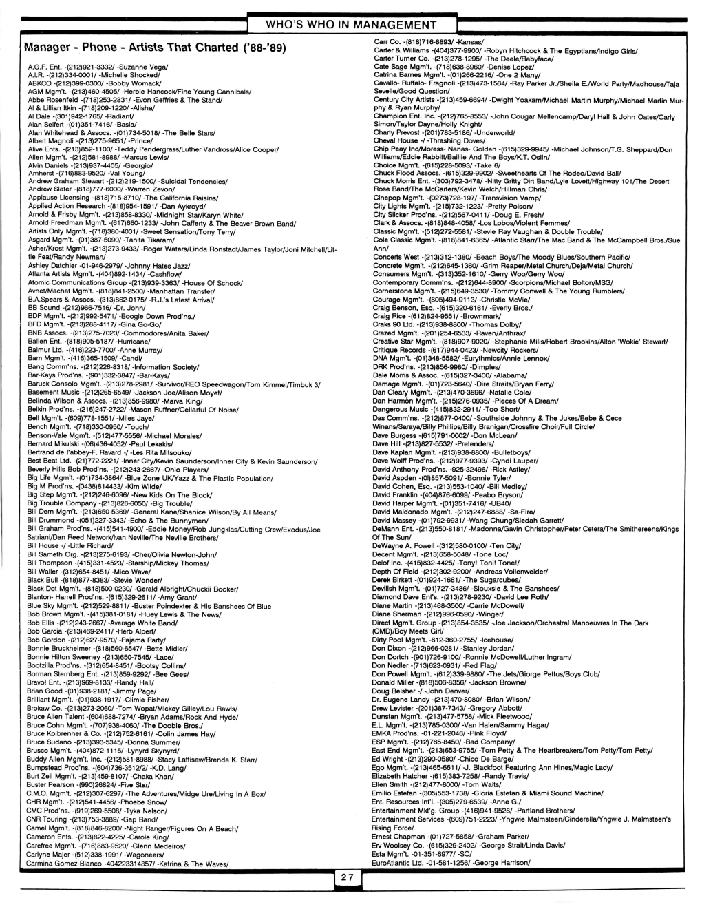 Artists That Charted ('88-'89) Carter & Williams -(404J377-9900/ -Robyn Hitchcock & the Egyptians/Indigo Girls/ Carter Turner Co