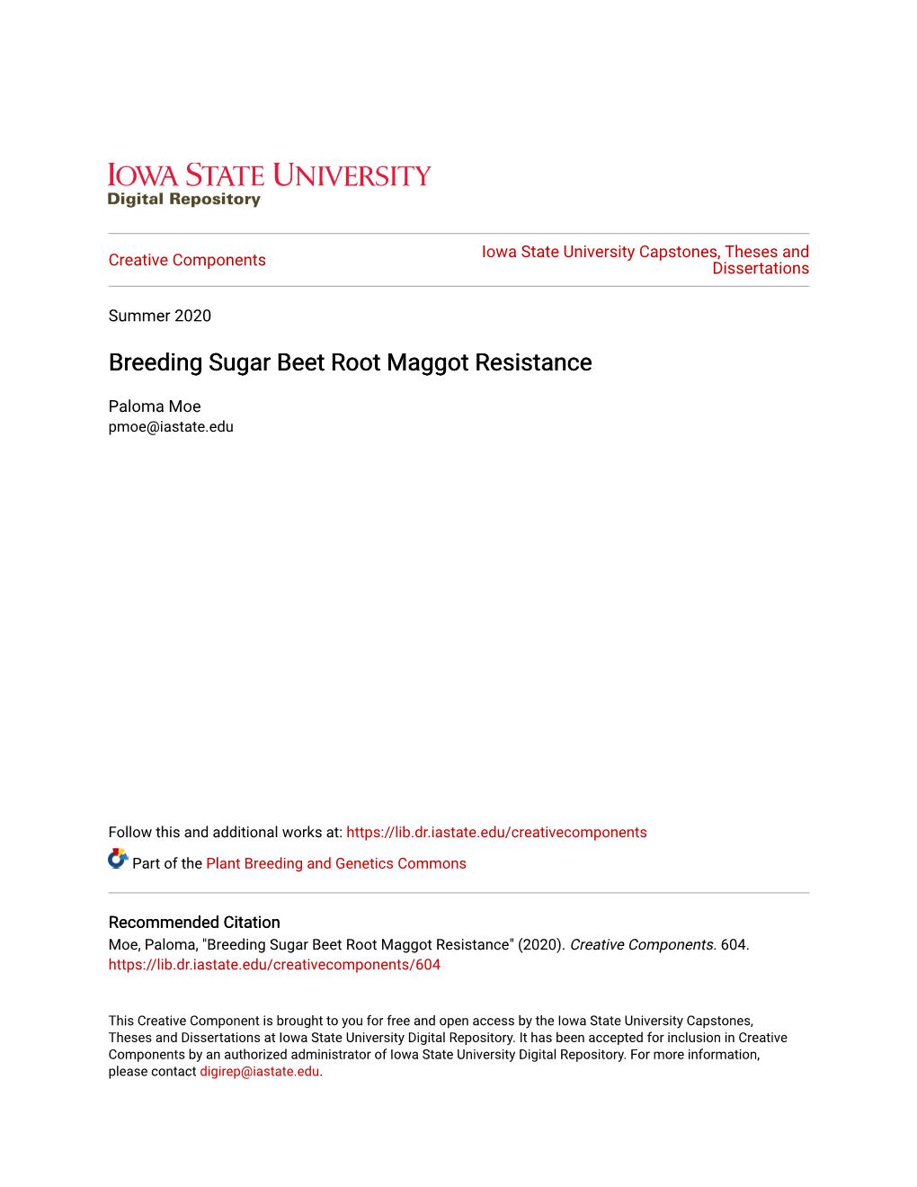 Breeding Sugar Beet Root Maggot Resistance