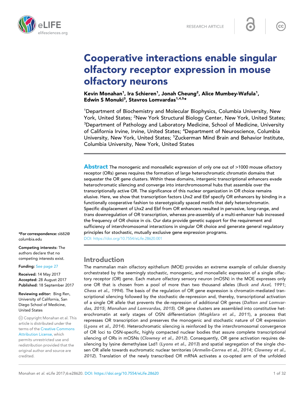Cooperative Interactions Enable Singular Olfactory