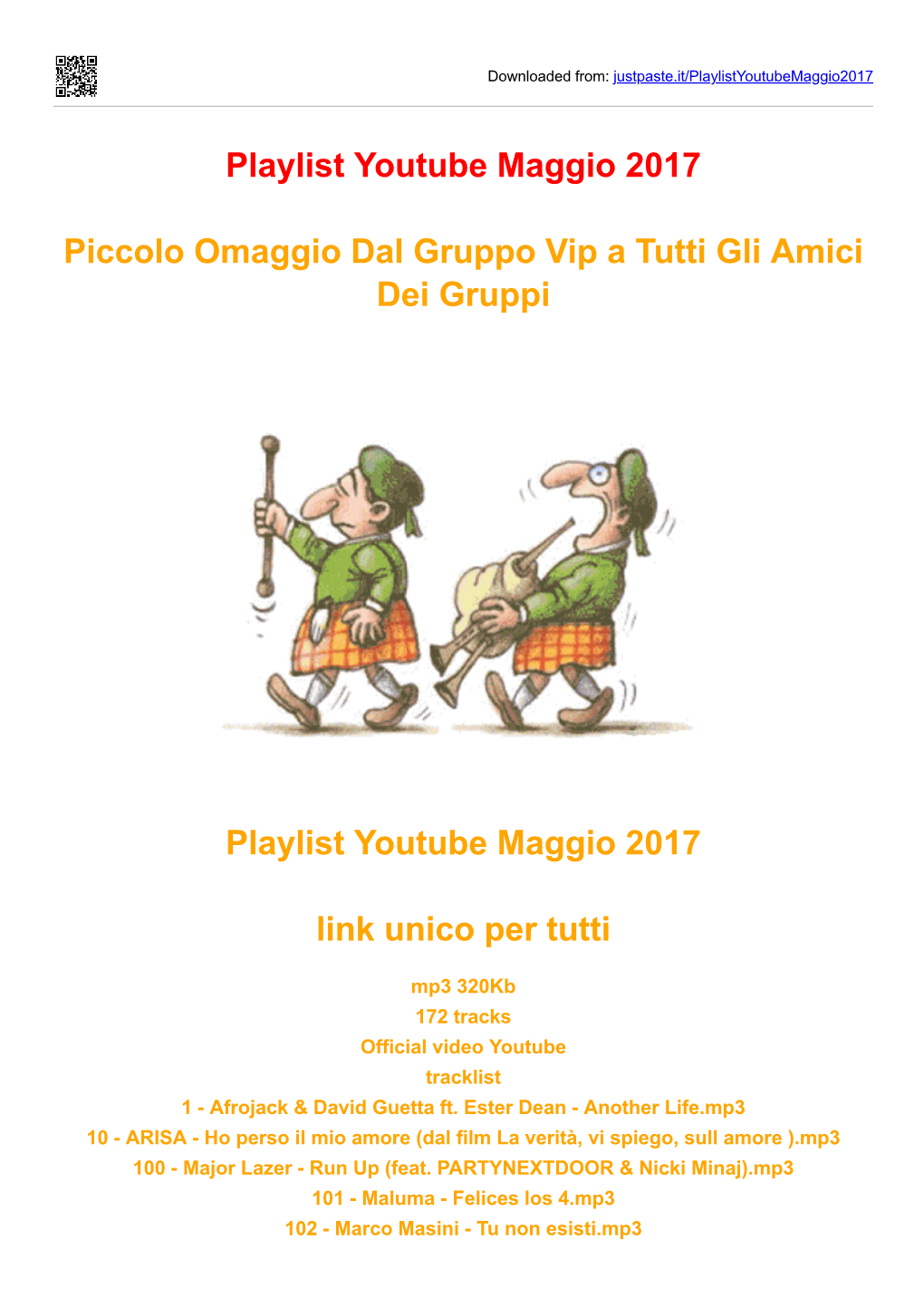 Playlist Youtube Maggio 2017 Piccolo Omaggio Dal Gruppo Vip A