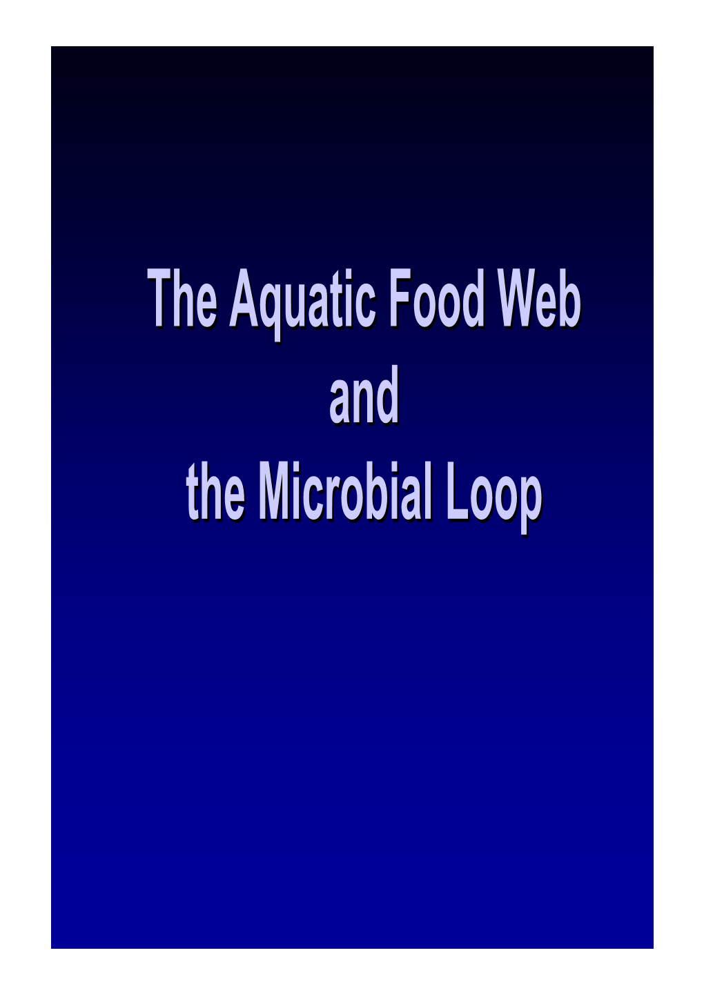 The Aquatic Food Web and the Microbial Loop