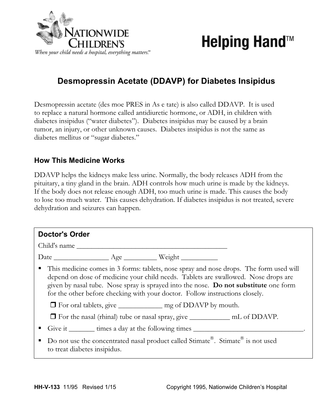 Desmopressin Acetate (DDAVP) for Diabetes Insipidus