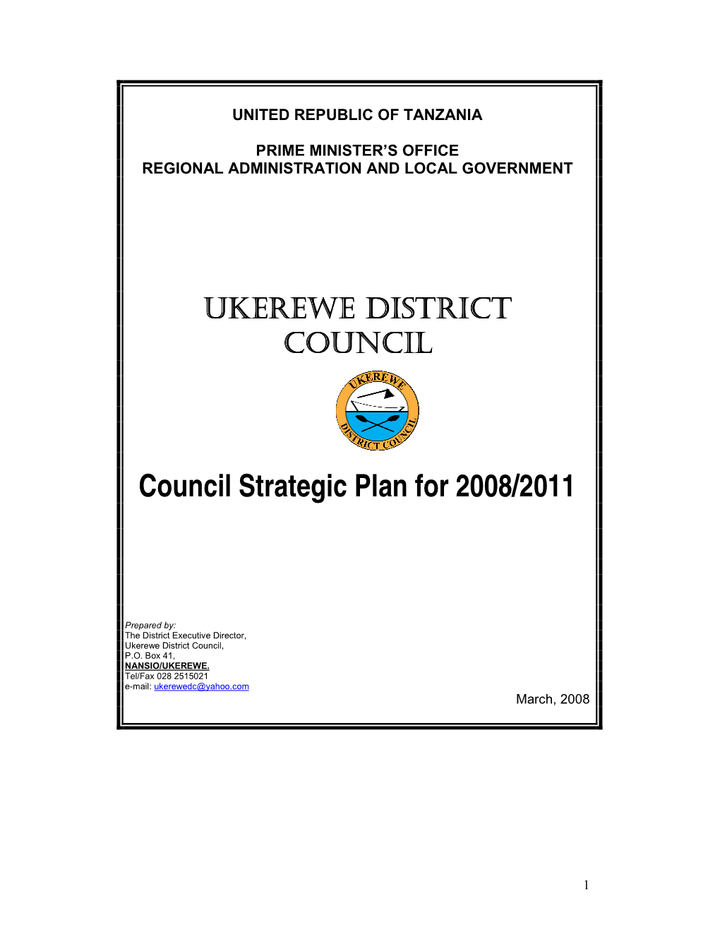 Council Strategic Plan for 2008/2011