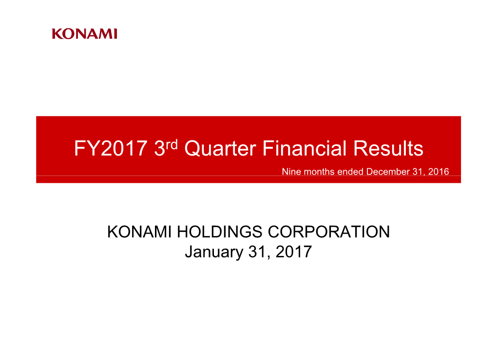 3Q FY2017 Financial Results Presentation Material