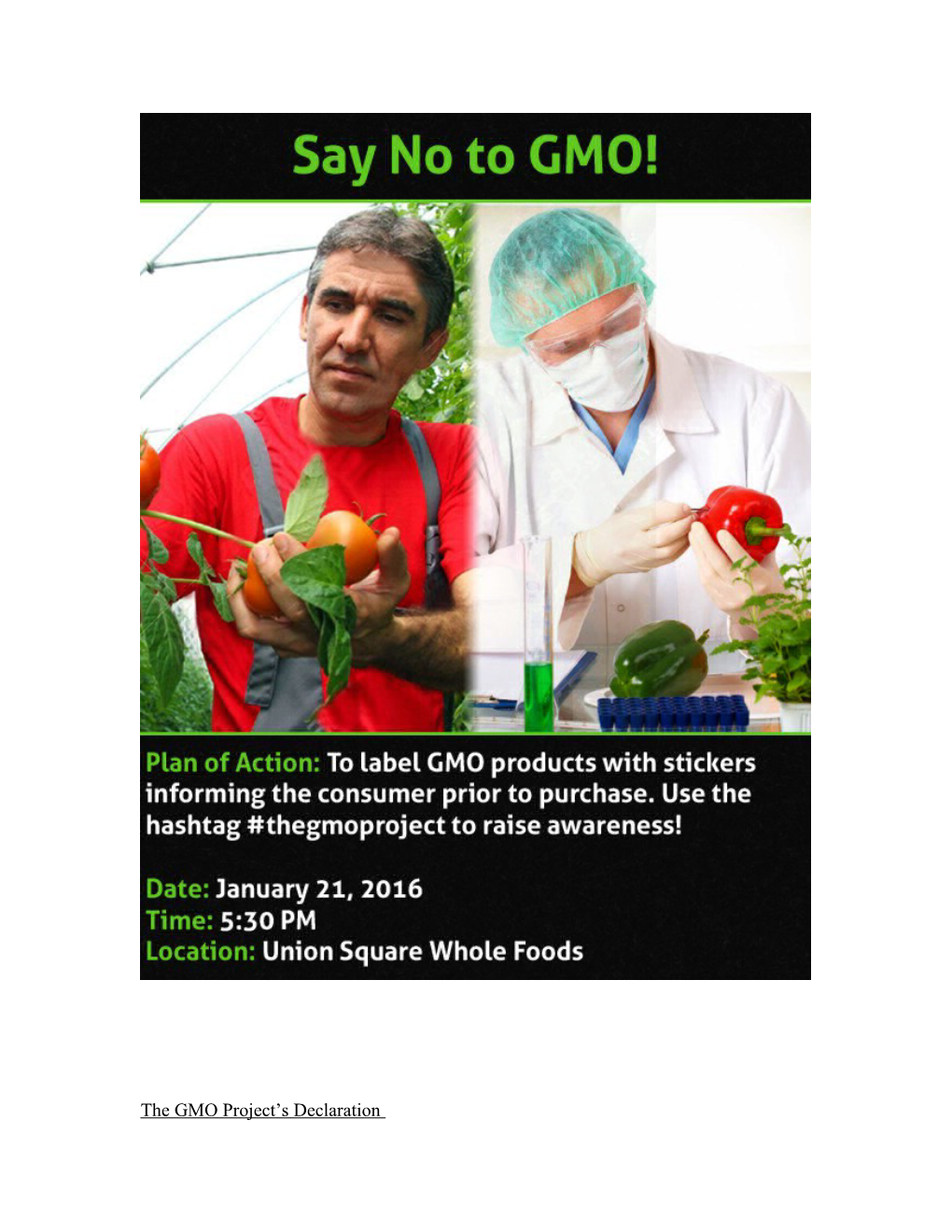 The GMO Project S Declaration