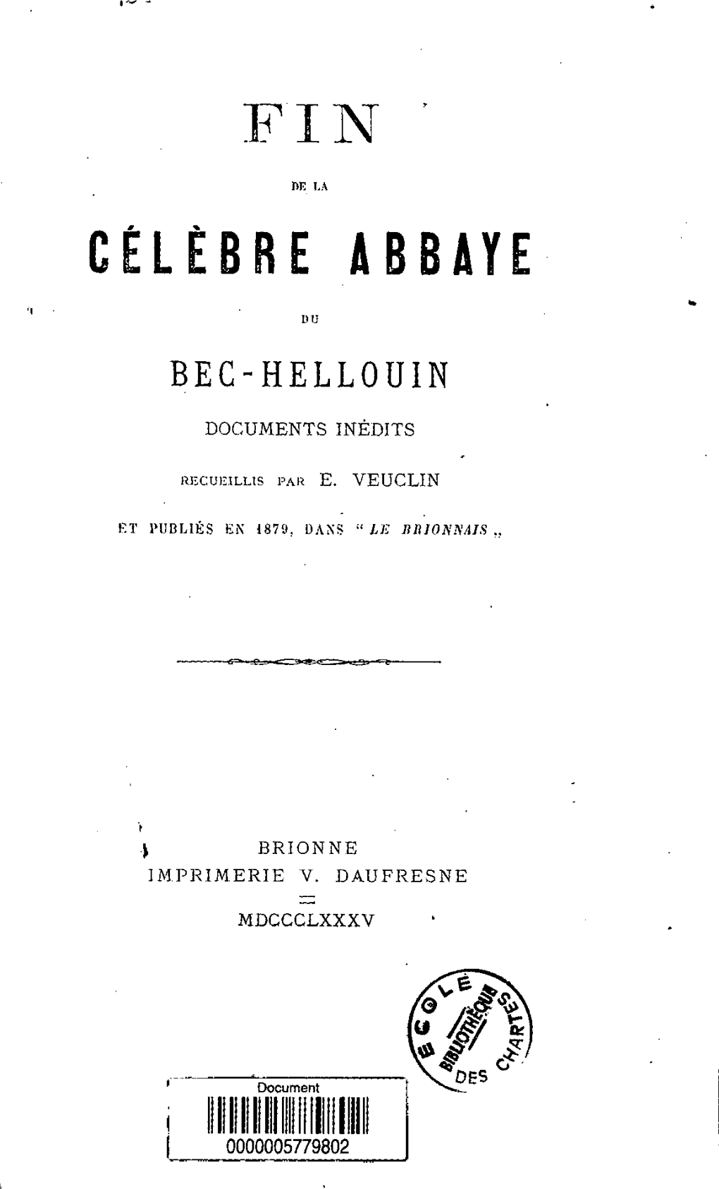 Fin De La Celebre Abbaye Du Bec-Hellouin