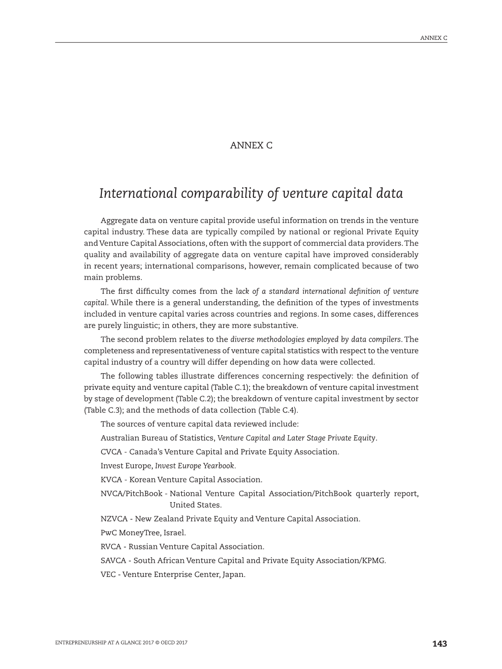 International Comparability of Venture Capital Data