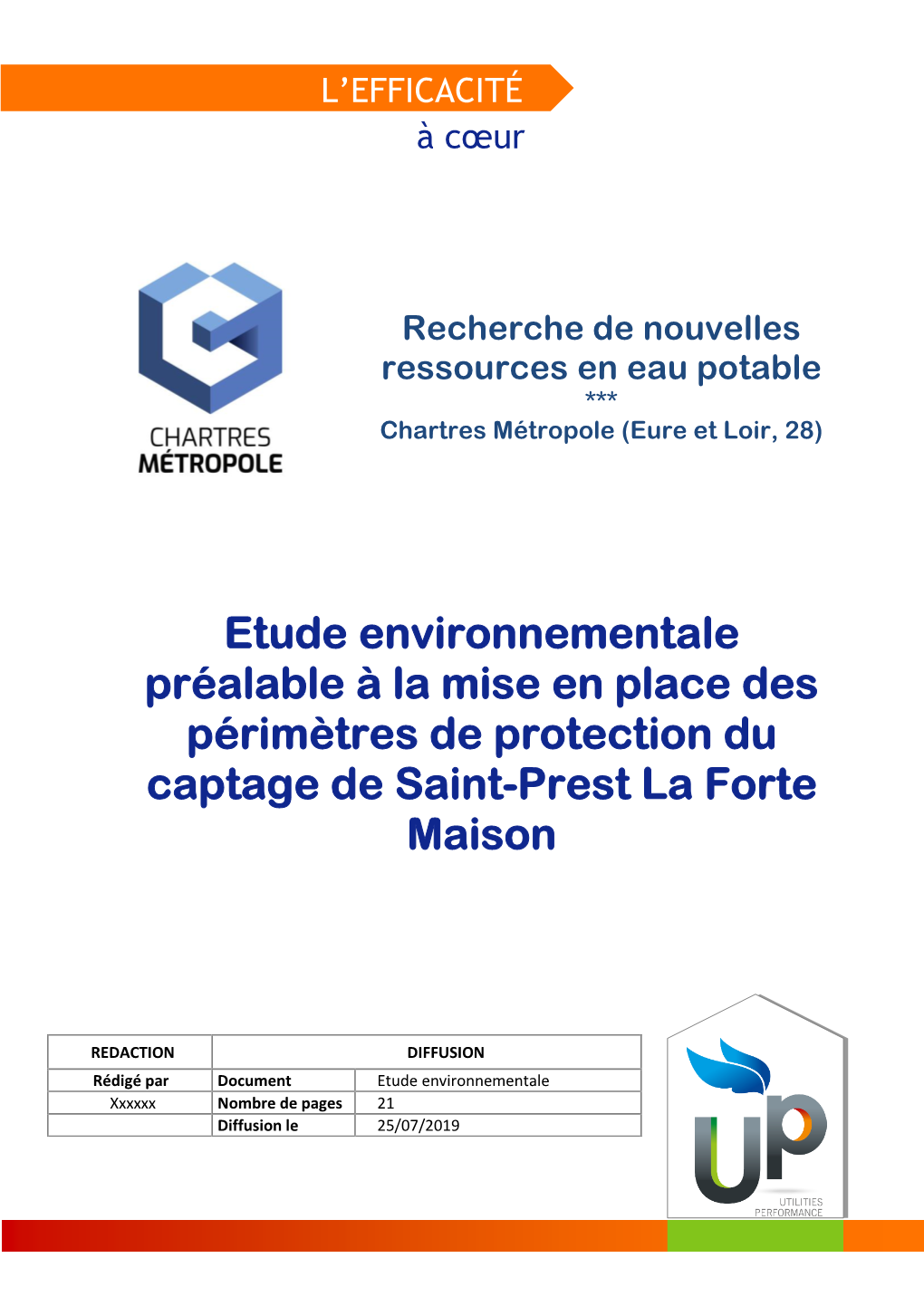 Etude Environnementale Préalable À La Mise En Place Des Périmètres De Protection Du Captage De Saint-Prest La Forte Maison