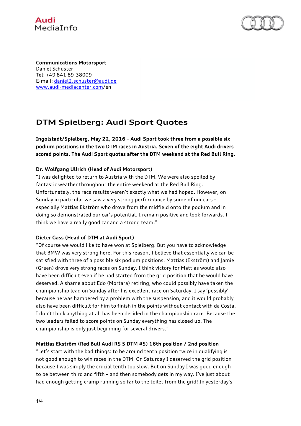 DTM Spielberg: Audi Sport Quotes