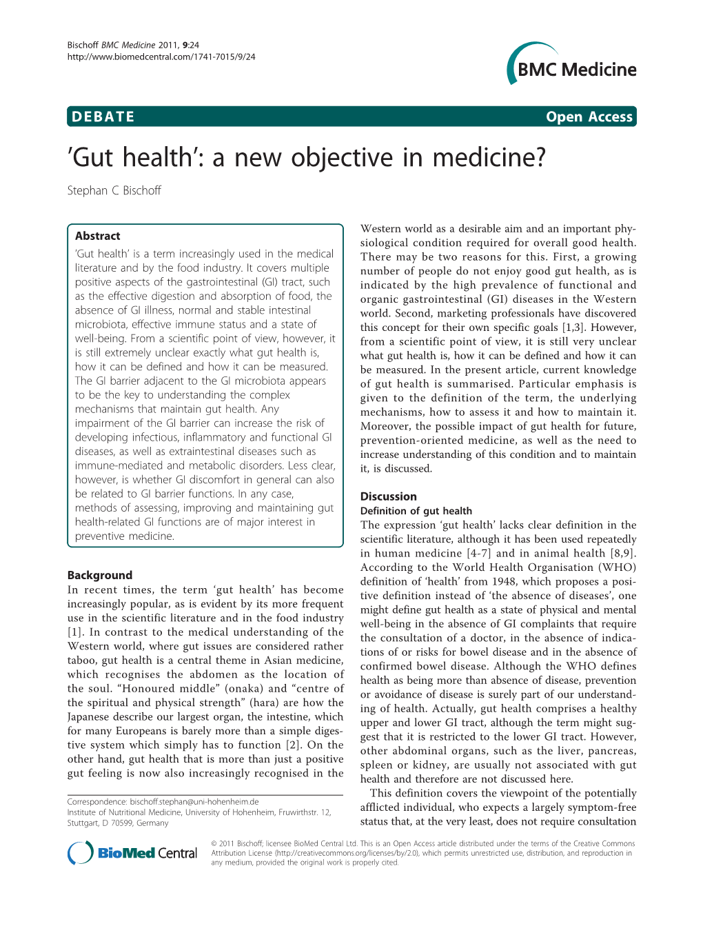 Lgut Healthl: a New Objective in Medicine?