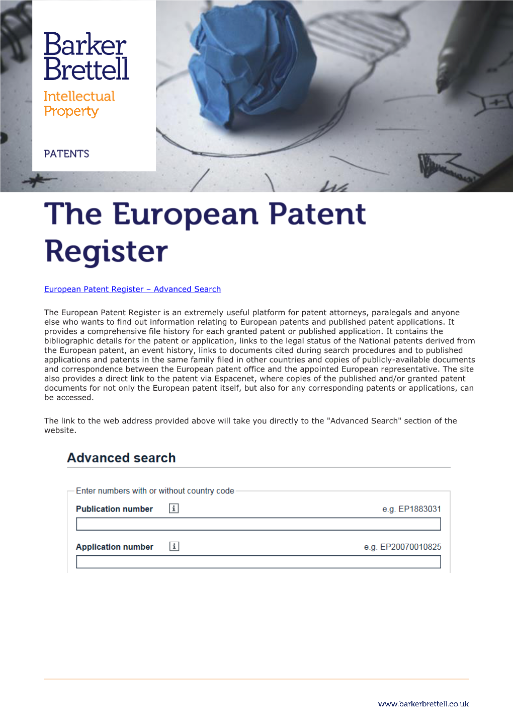 European Patent Register – Advanced Search the European Patent