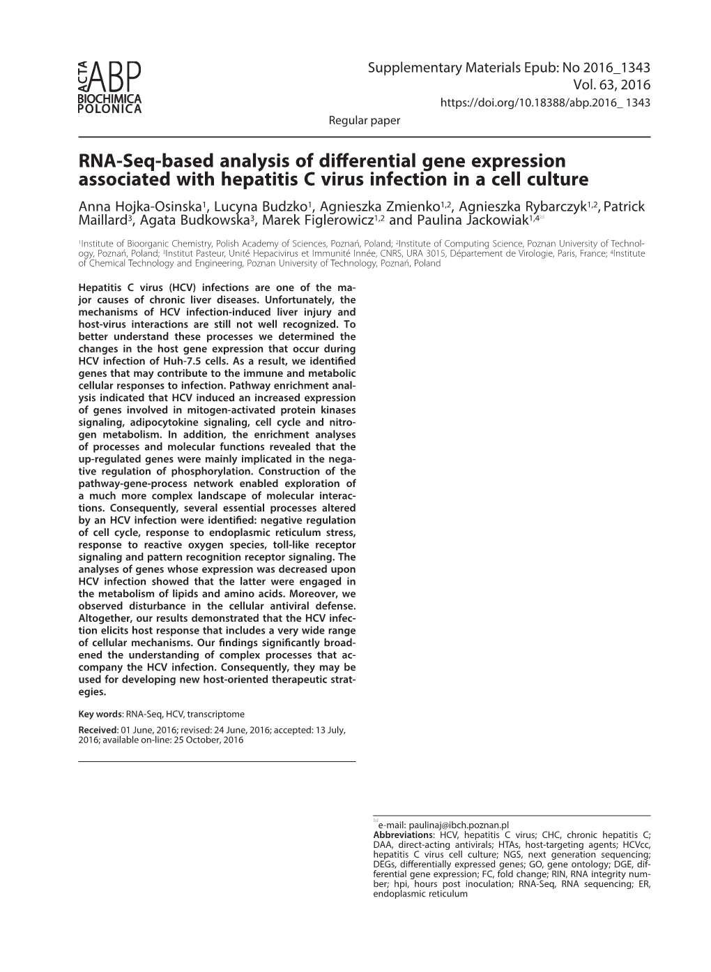 RNA-Seq-Based Analysis of Differential Gene Expression