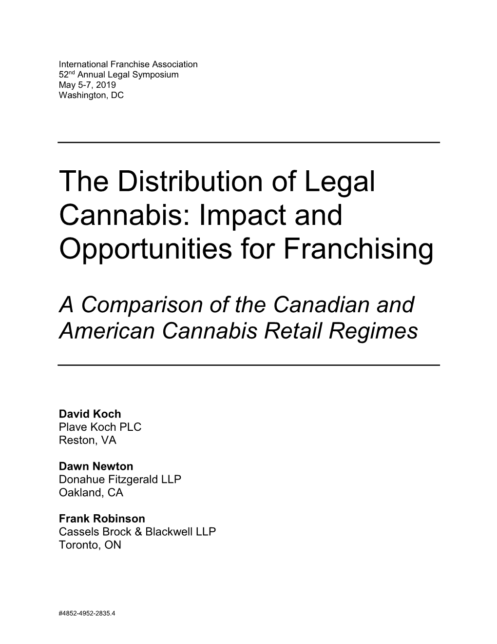 The Distribution of Legal Cannabis: Impact and Opportunities for Franchising