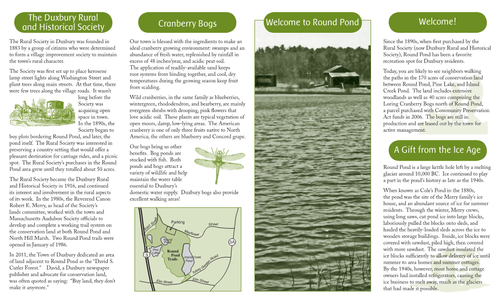 Round Pond the Duxbury Rural and Historical Society Cranberry Bogs