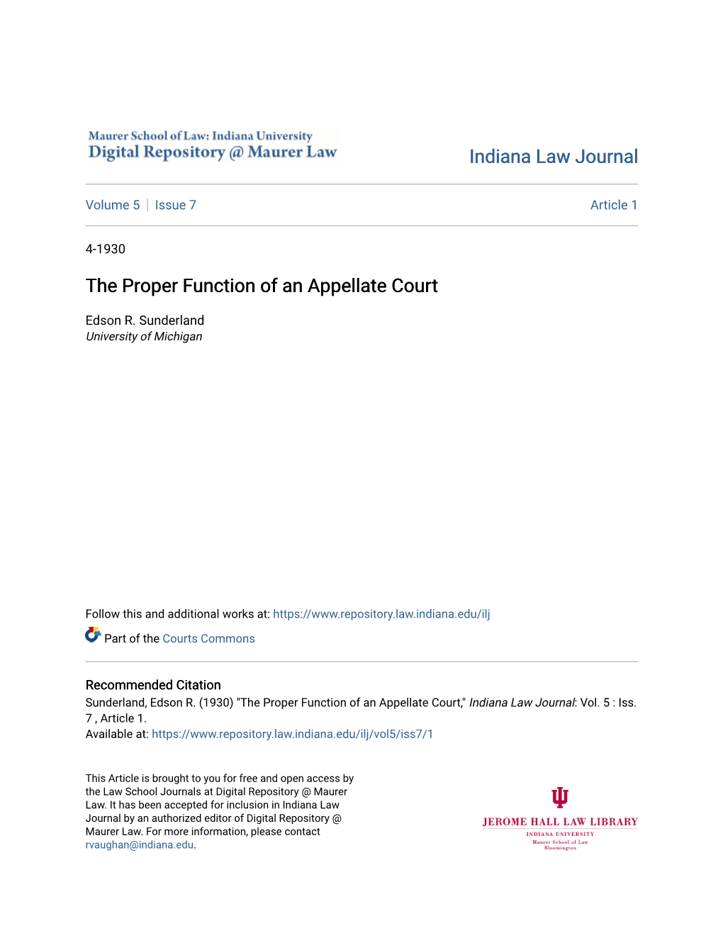 The Proper Function of an Appellate Court