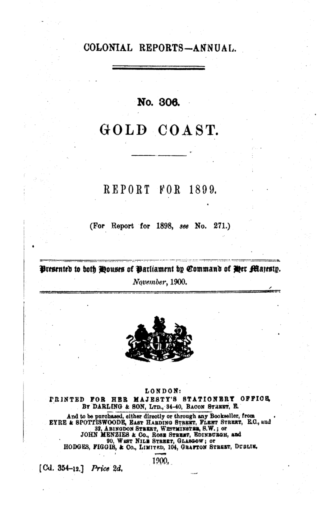 Annual Report of the Colonies, Gold Coast, 1899