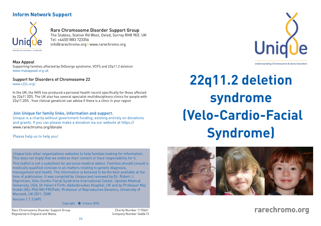 22Q11.2 Deletion Syndrome (Velo-Cardio-Facial Syndrome)