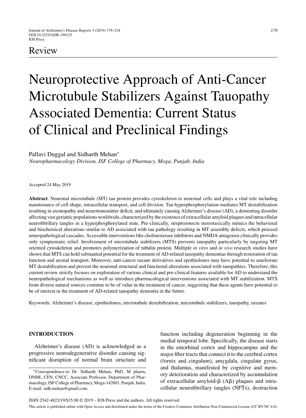 Neuroprotective Approach of Anti-Cancer Microtubule Stabilizers Against Tauopathy Associated Dementia: Current Status of Clinical and Preclinical Findings