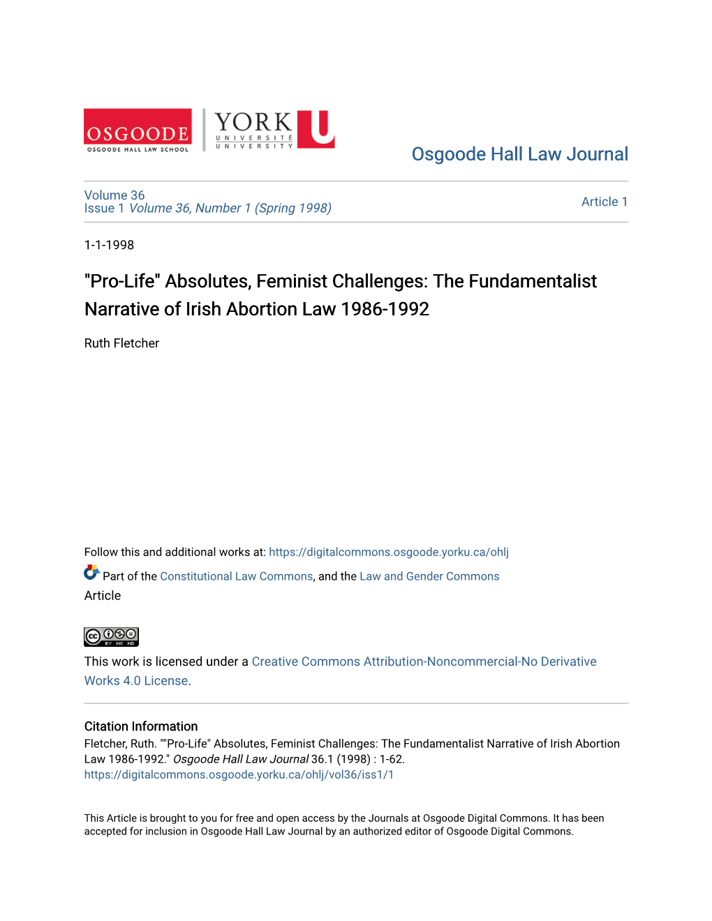 The Fundamentalist Narrative of Irish Abortion Law 1986-1992