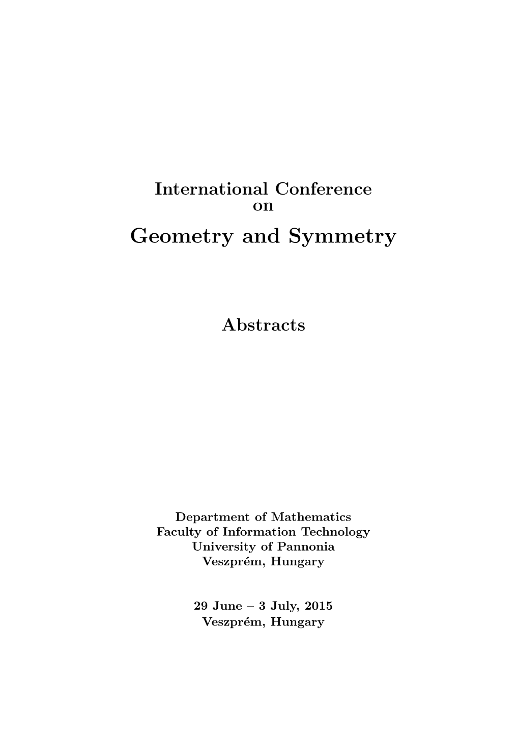 Geometry and Symmetry