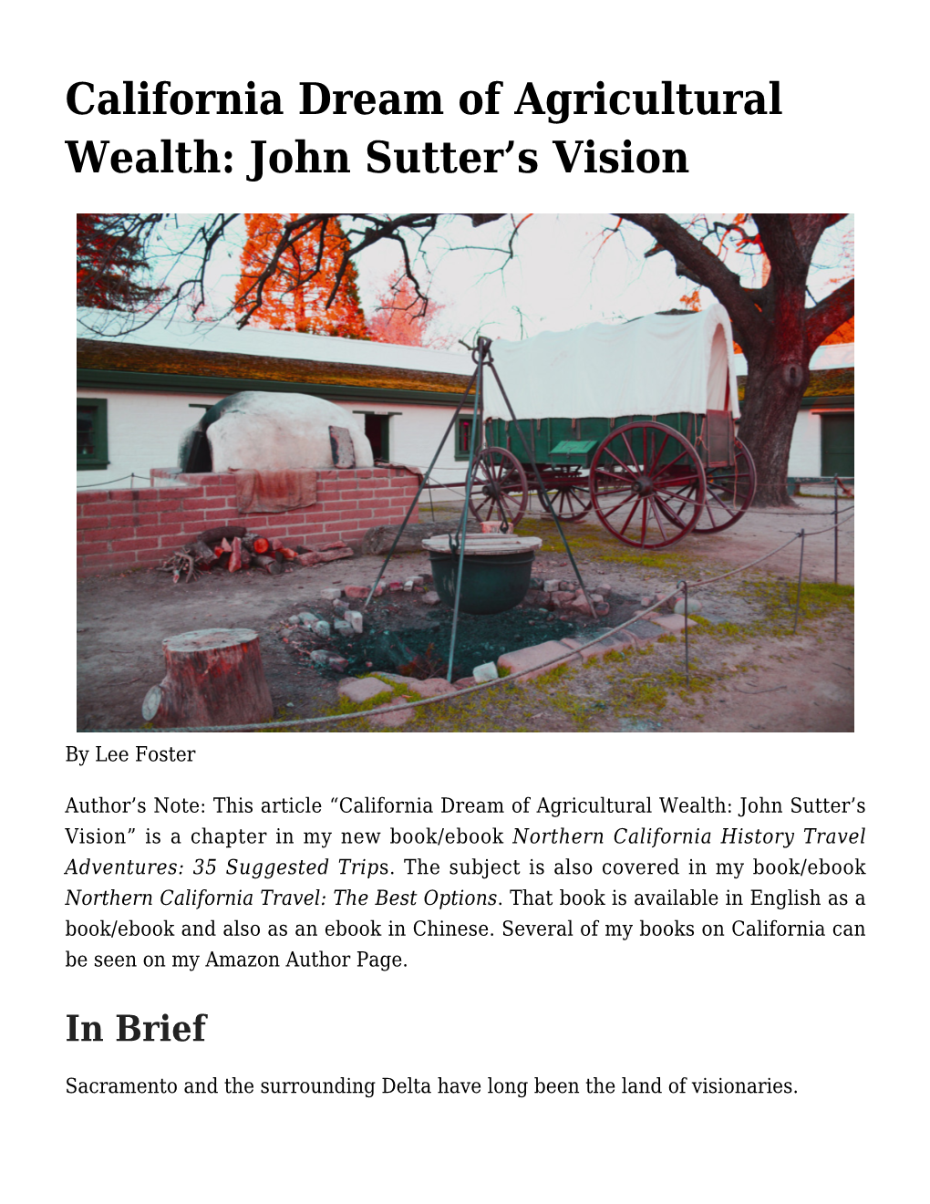 California Dream of Agricultural Wealth: John Sutter’S Vision