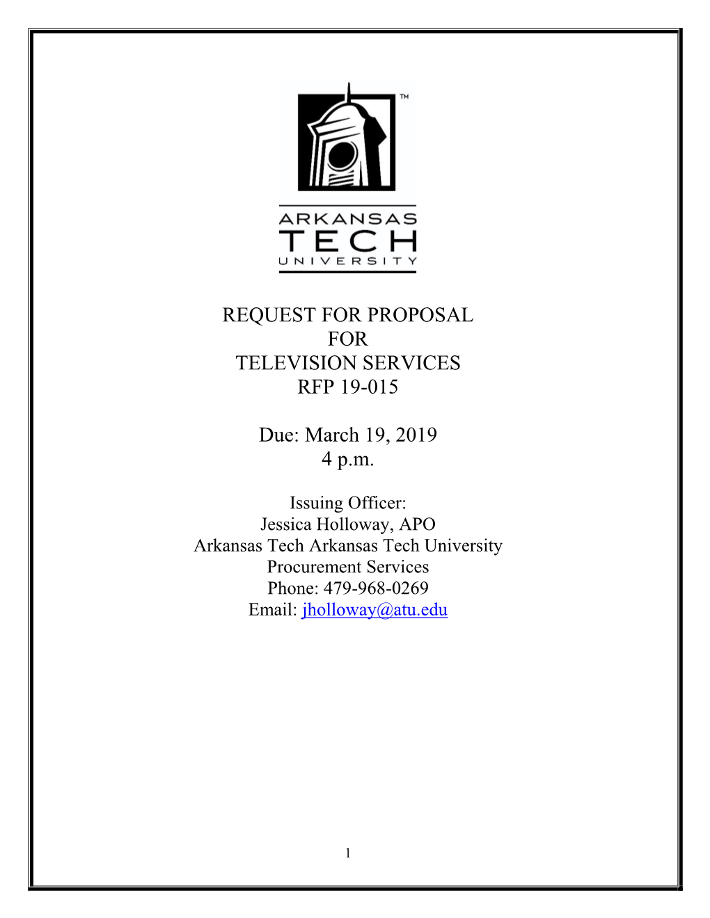 Request for Proposal for Television Services Rfp 19-015