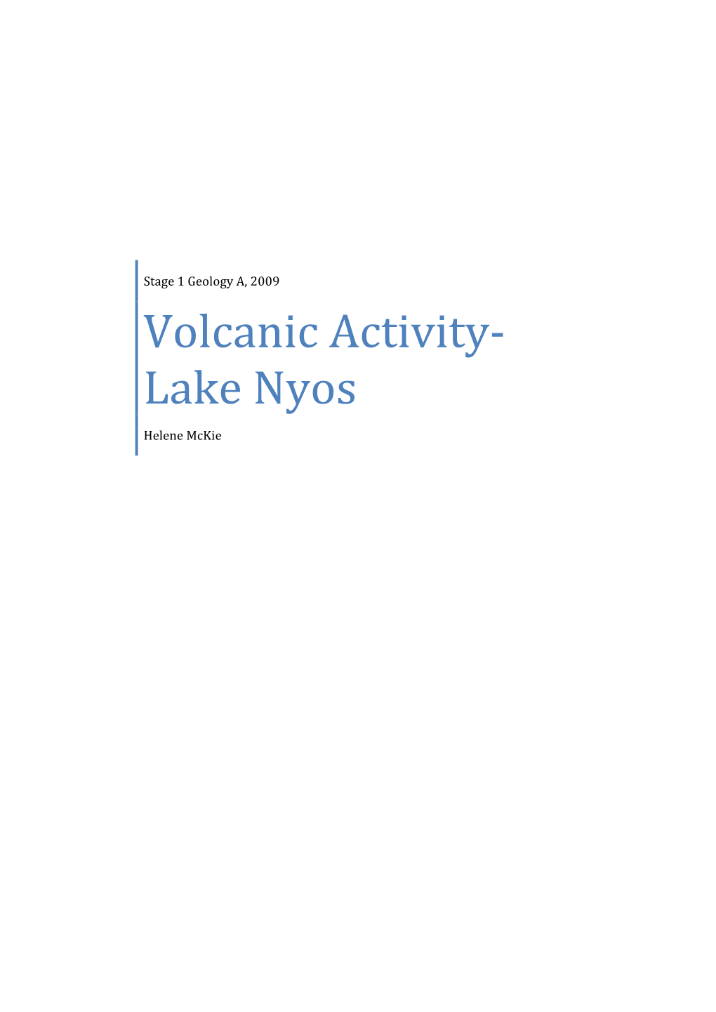 Volcanic Activity- Lake Nyos