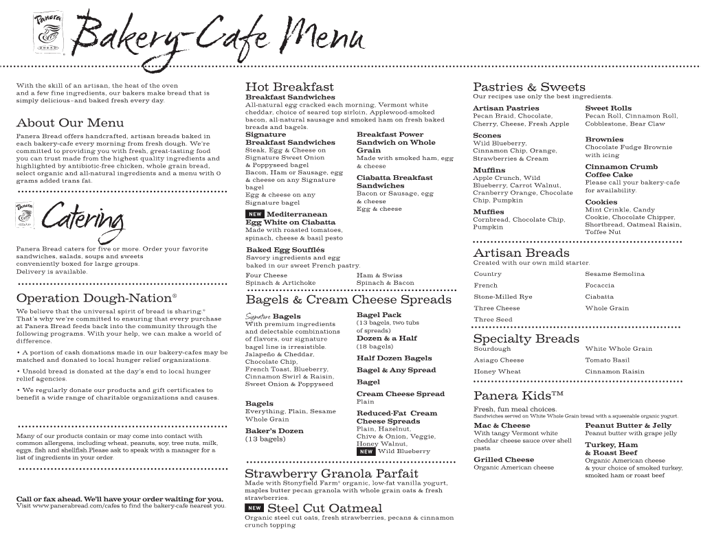 Bakery-Cafe Menu