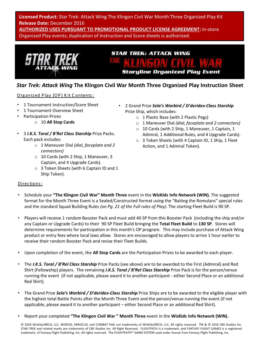 “Baiting the Romulans” Instruction/Score Sheet
