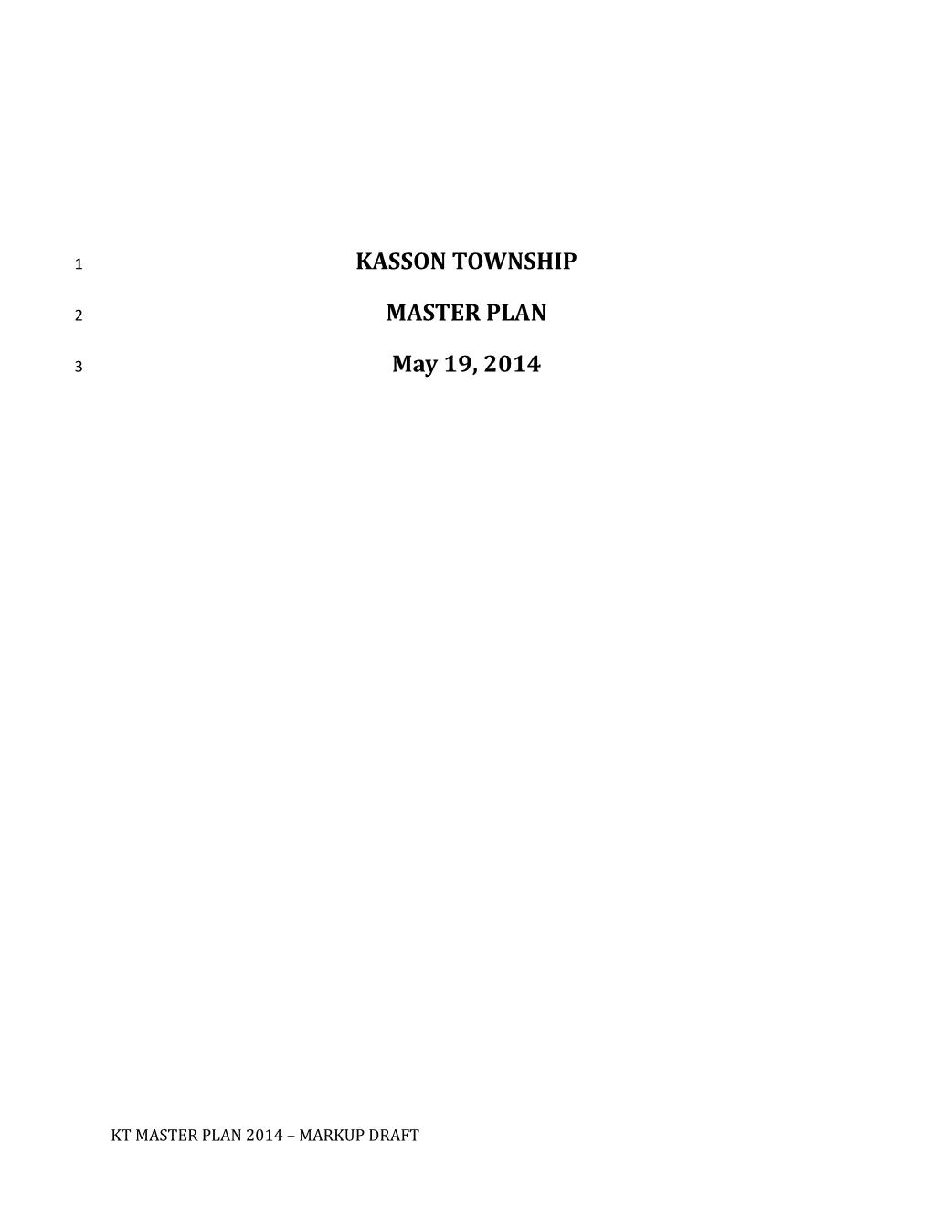 KASSON TOWNSHIP MASTER PLAN May 19, 2014