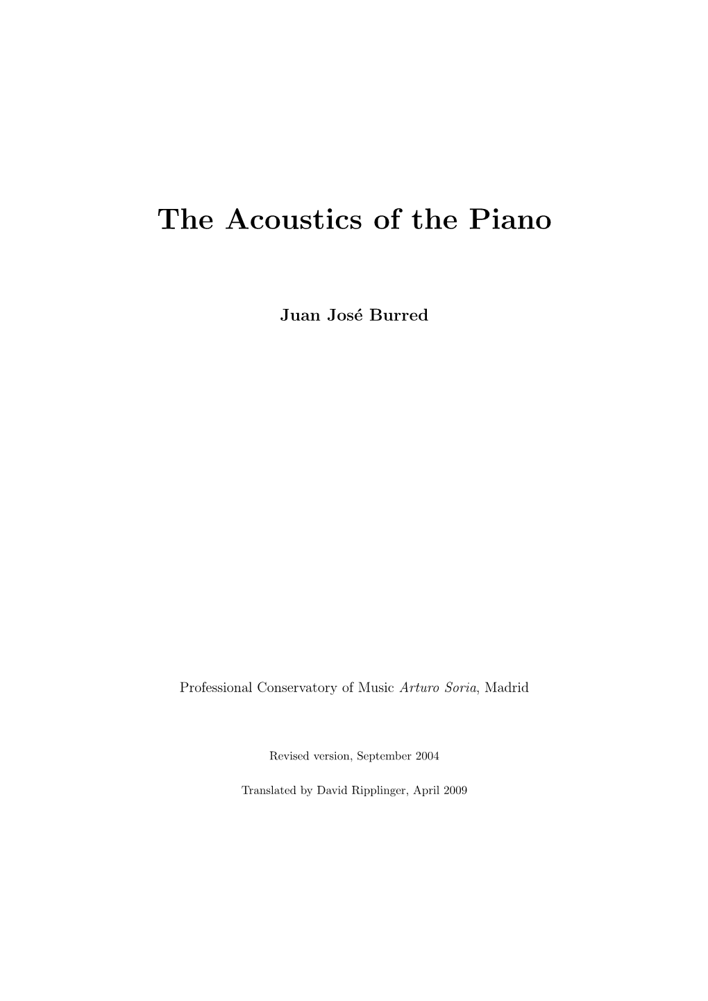 The Acoustics of the Piano