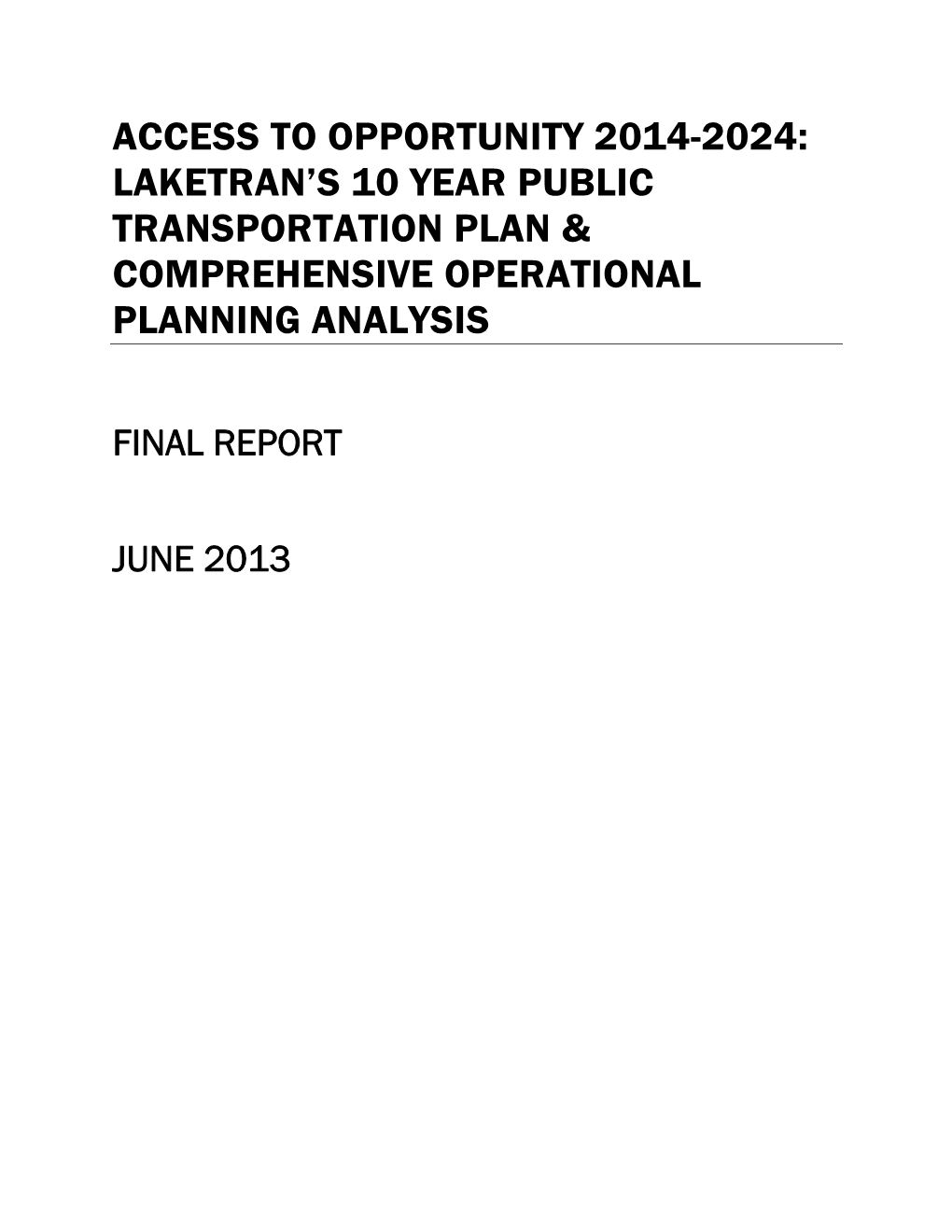 Laketran's 10 Year Public Transportation Plan