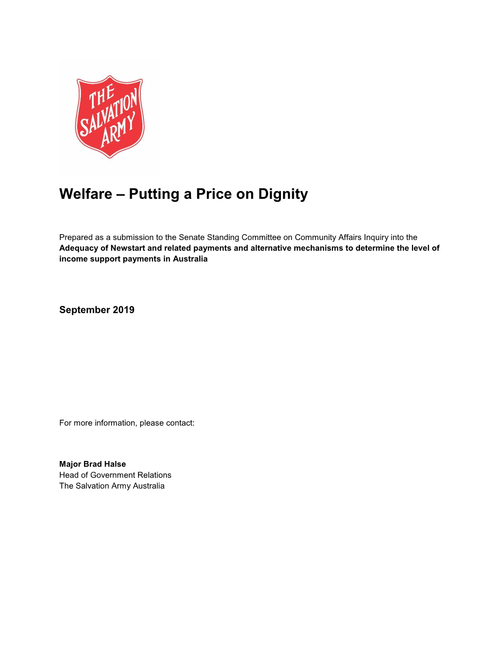 Welfare – Putting a Price on Dignity
