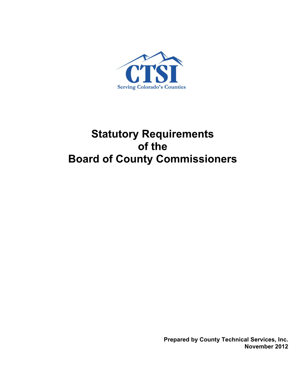 Statutory Requirements of the Board of County Commissioners