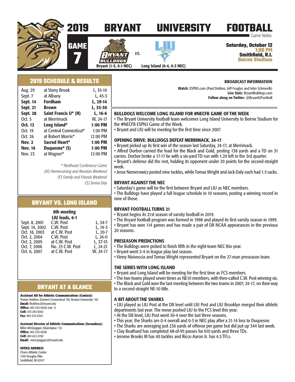 Game Notes LIU.Indd