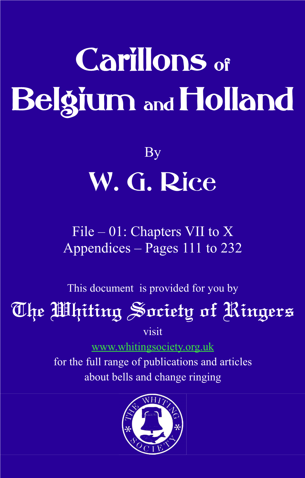 Carillons of Belgium and Holland