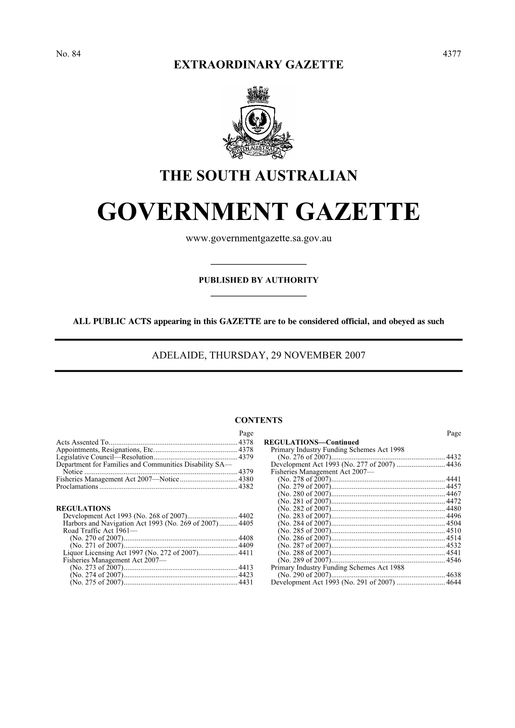 Fisheries Management Act 2007— Fisheries Management Act 2007—Notice