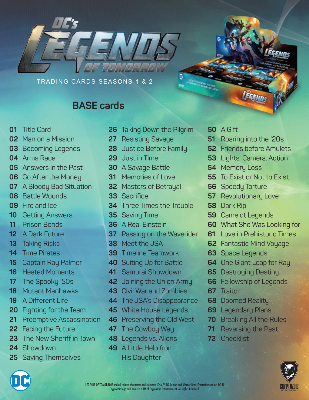 2018 Cryptozoic Dcs Legends of Tomorrow Checklist