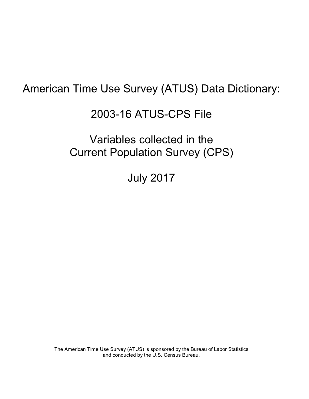 ATUS) Data Dictionary