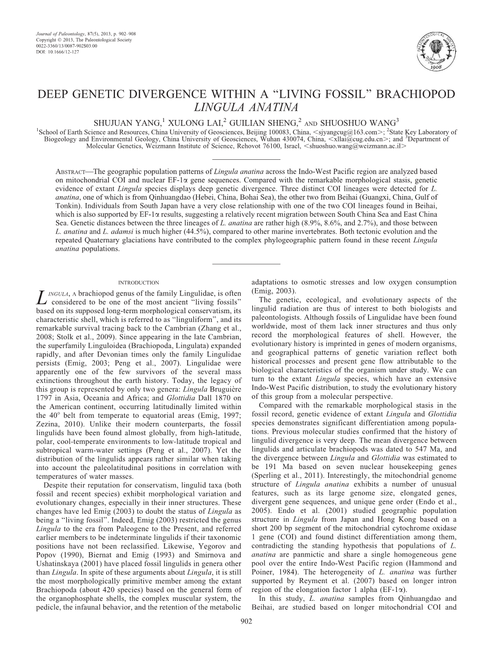 Deep Genetic Divergence Within a ''Living Fossil