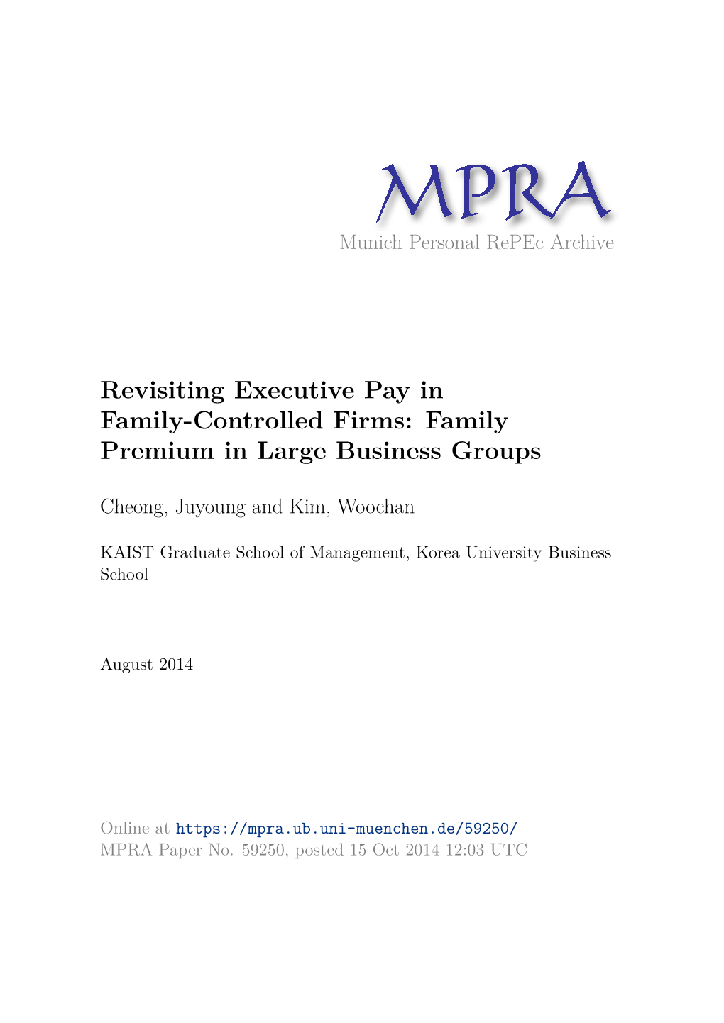 Revisiting Executive Pay in Family-Controlled Firms: Family Premium in Large Business Groups