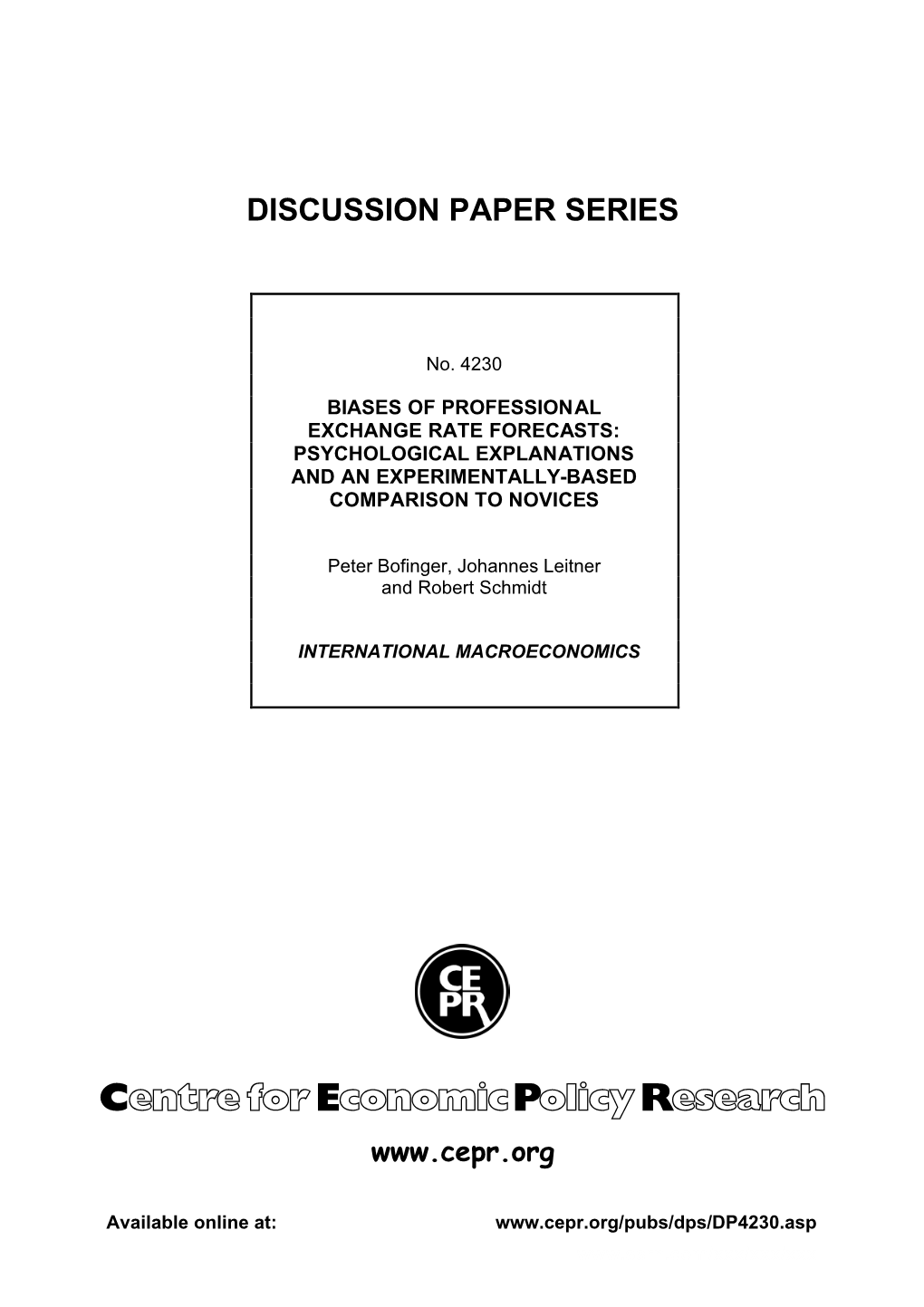 Biases of Professional Exchange Rate Forecasts: Psychological Explanations and an Experimentally-Based Comparison to Novices