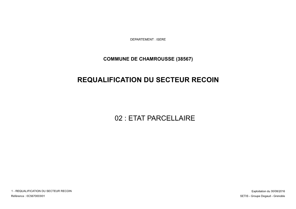 Requalification Du Secteur Recoin Etat Parcellaire