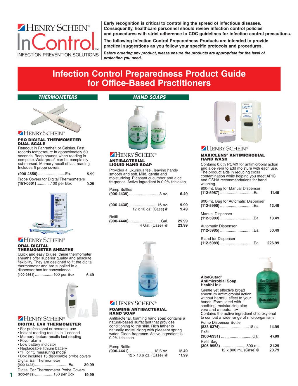 Infection Control Preparedness Product Guide for Office-Based Practitioners