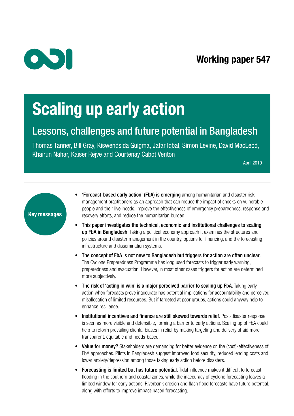 Scaling up Early Action