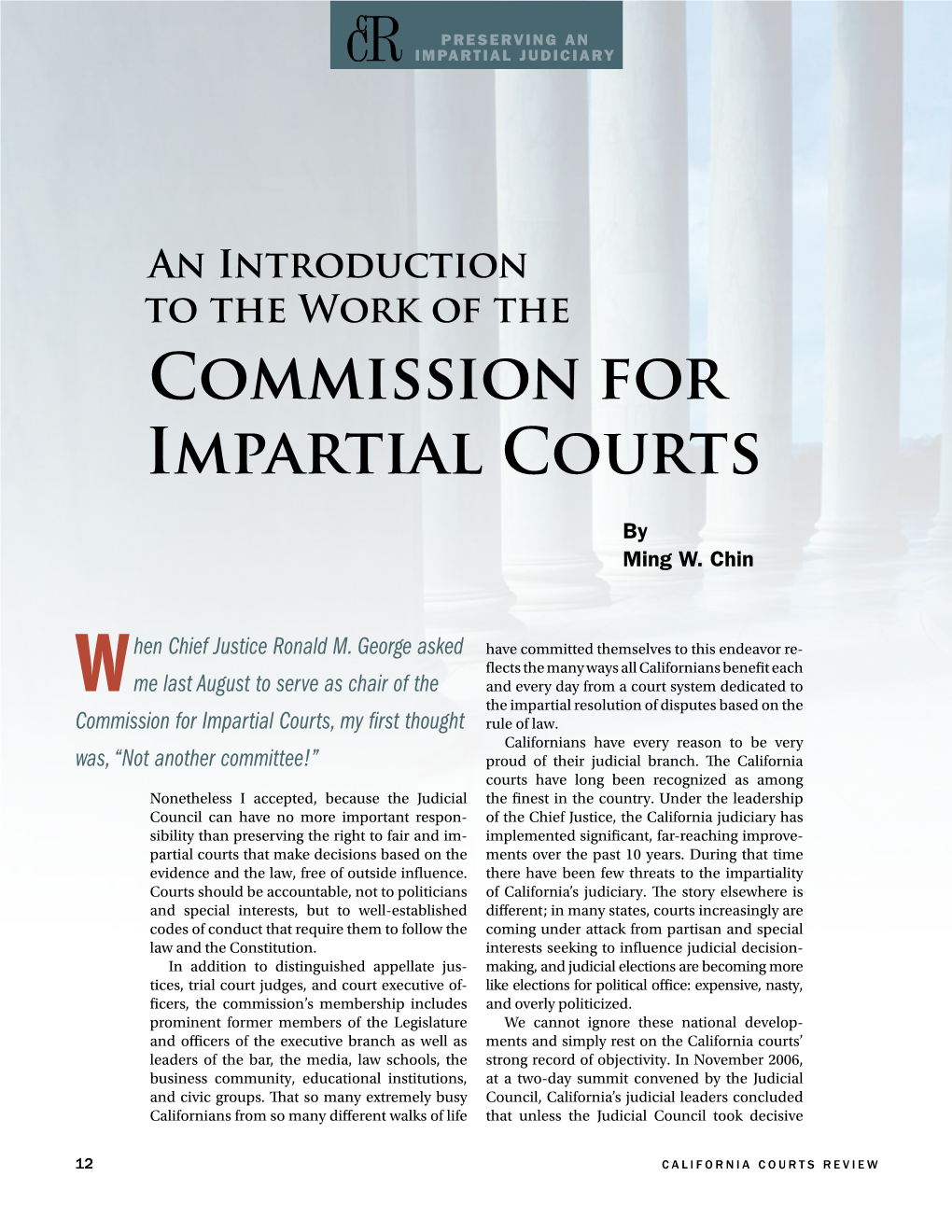 An Introduction to the Work of the Commission for Impartial Courts
